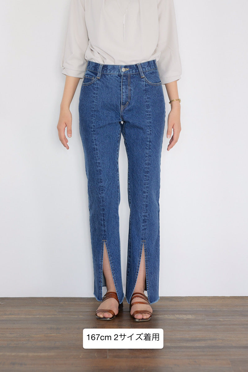 SLIT DENIM PANTS [BLUE]