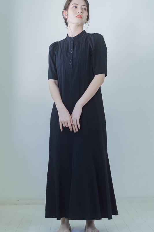 PUFF SLEEVE SHIRT ONE PIECE [BLACK]