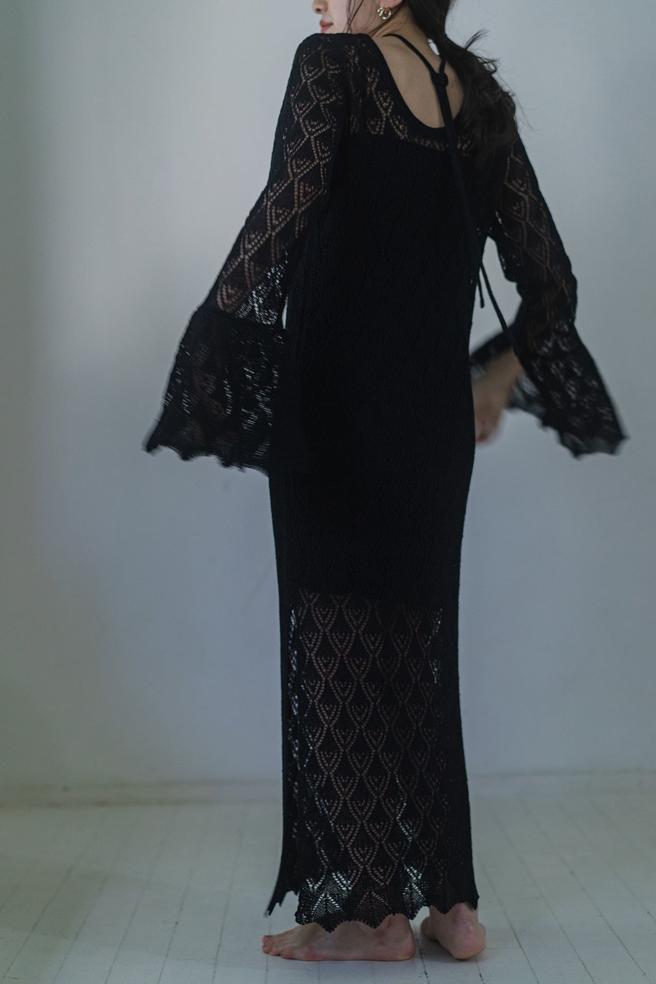 CROCHET KNIT ONE PIECE [BLACK]