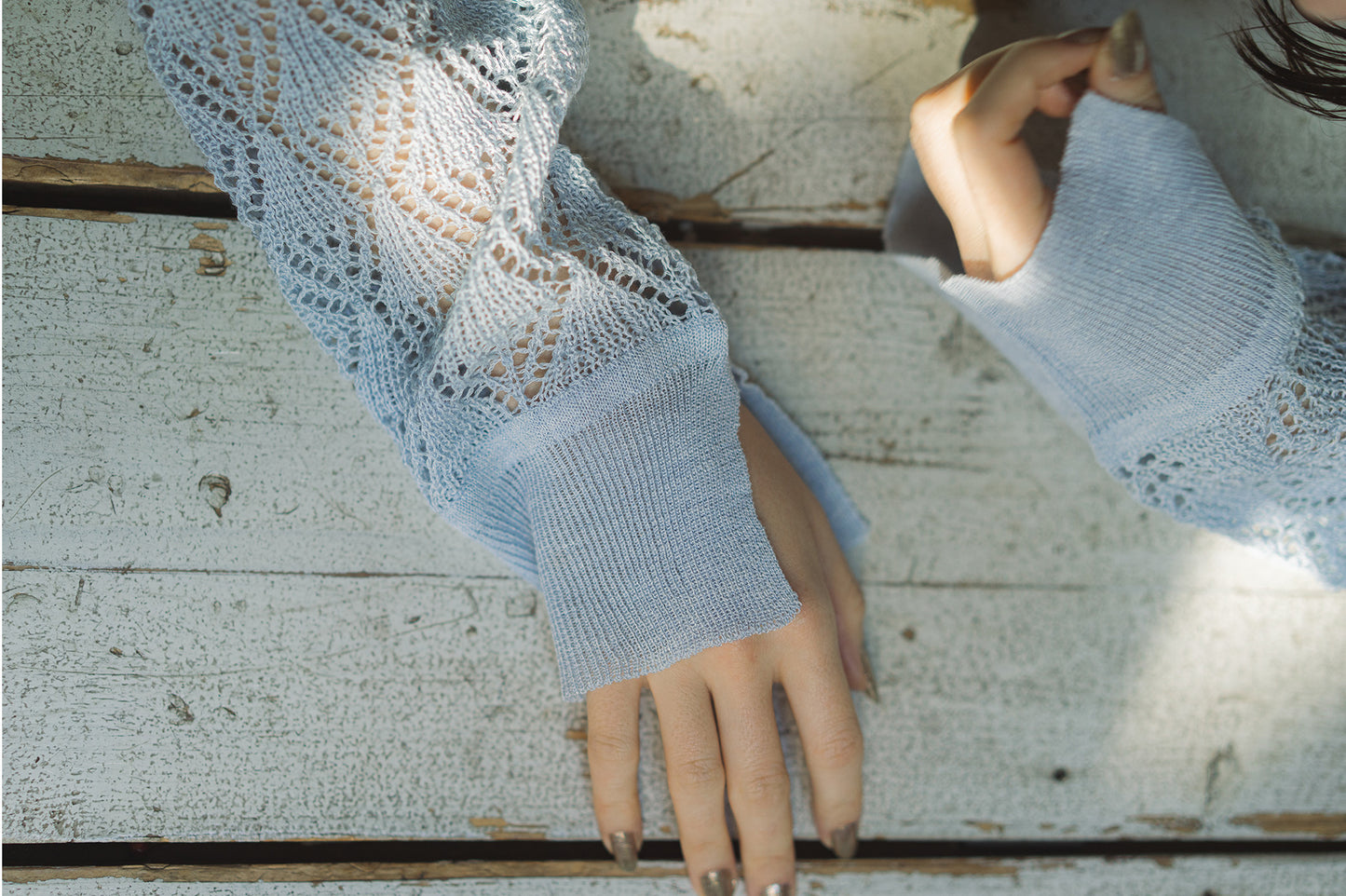 CROCHET KNIT TOPS [BLUE]