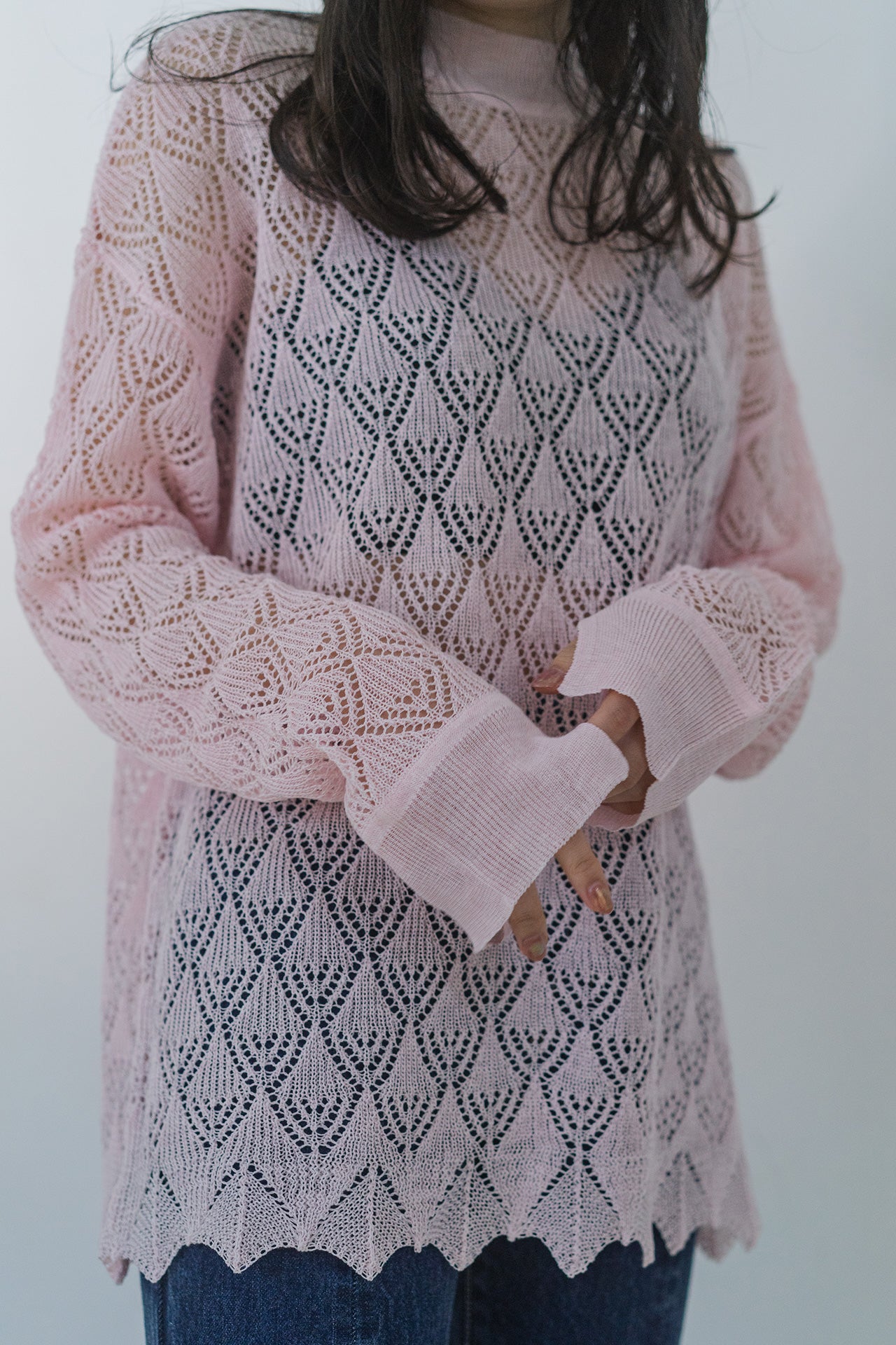 CROCHET KNIT TOPS [PINK]