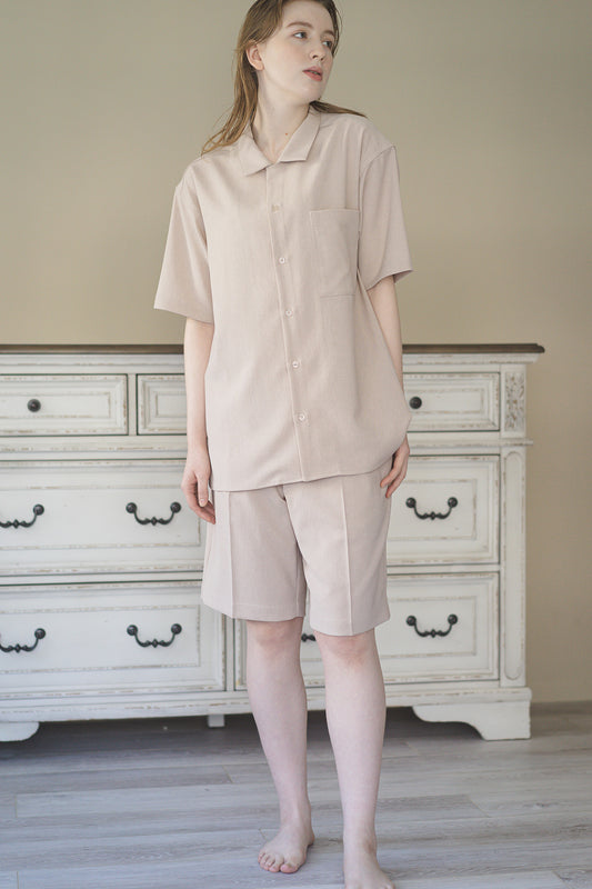 OPEN COLLAR SHIRT[BEIGE]