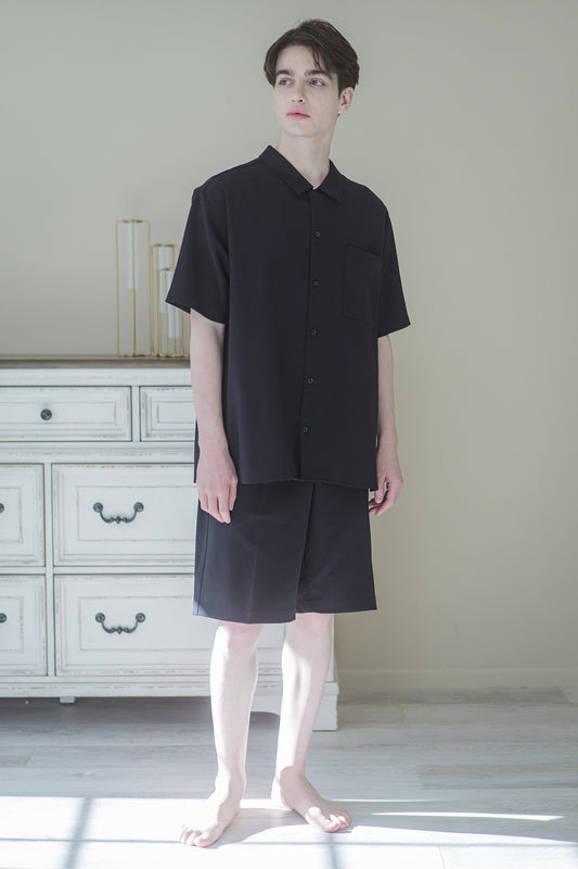 OPEN COLLAR SHIRT[BLACK]